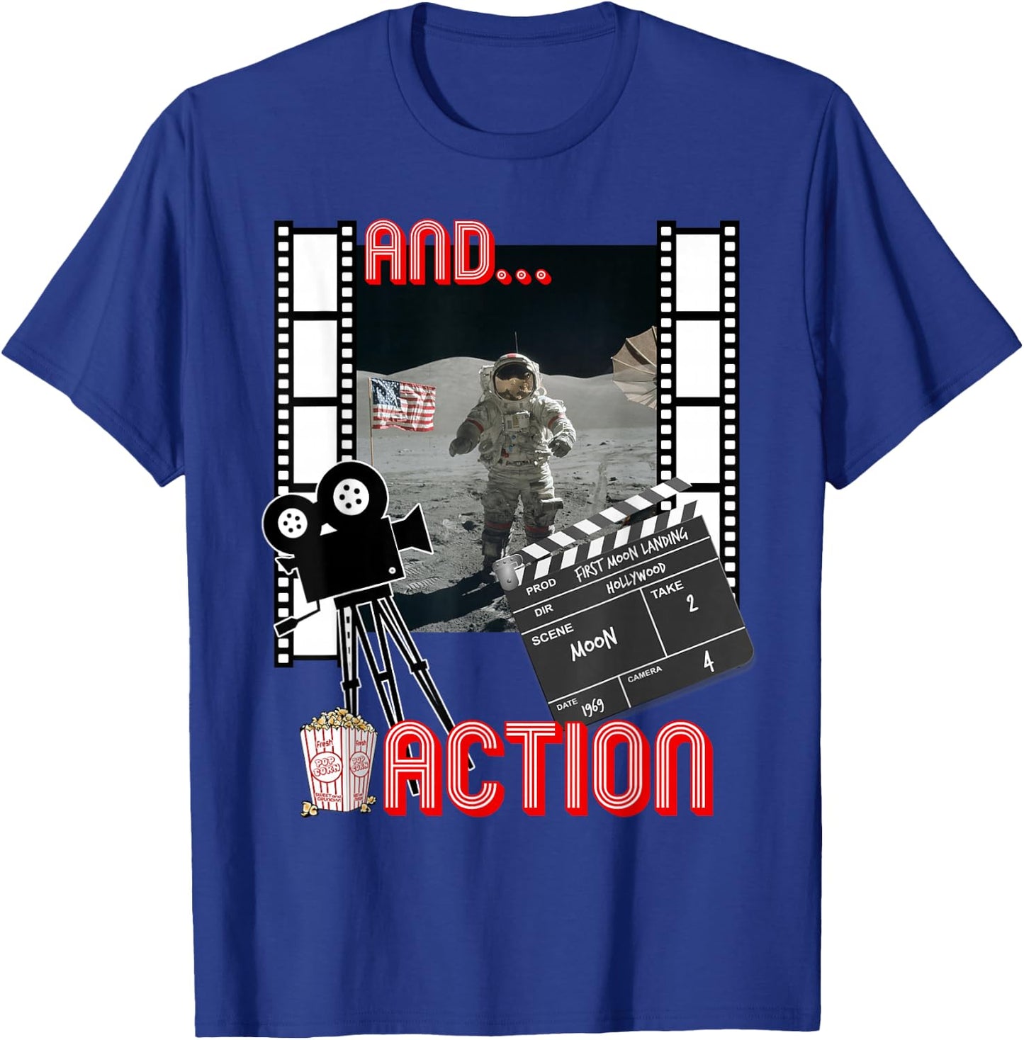 Fake Moon Landing Conspiracy Theory Apollo 11 Funny Gift T-Shirt - T-Shirt | Royal