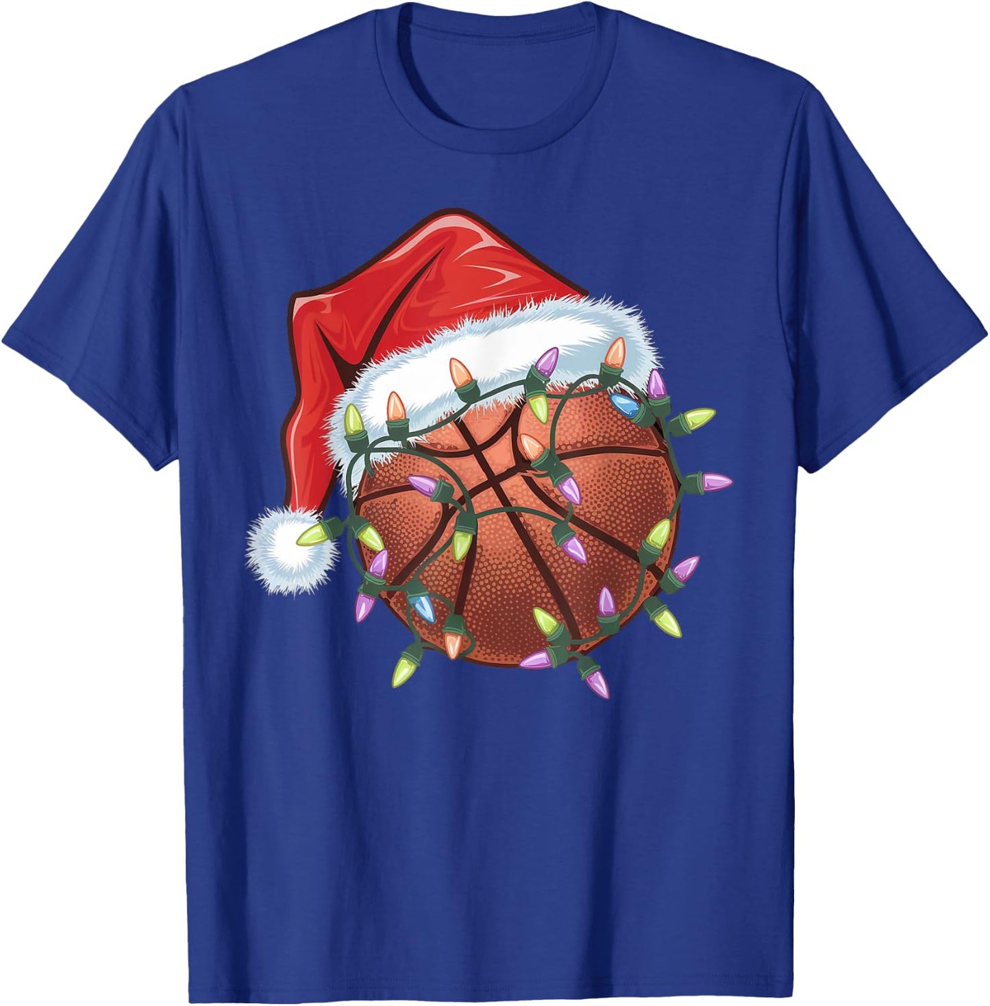 Christmas Basketball Xmas Gifts Santa Hat Women Kids T-Shirt - T-Shirt | Royal