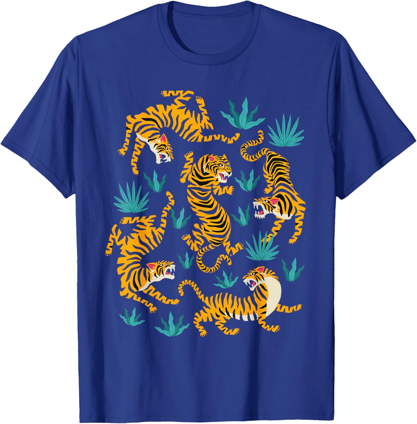 Dancing Tiger Cartoon Graphic T-Shirt - T-Shirt | Royal