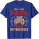Vintage Father Day Only Papa Rides Motorcycle Cool Biker Dad T-Shirt - T-Shirt | Royal