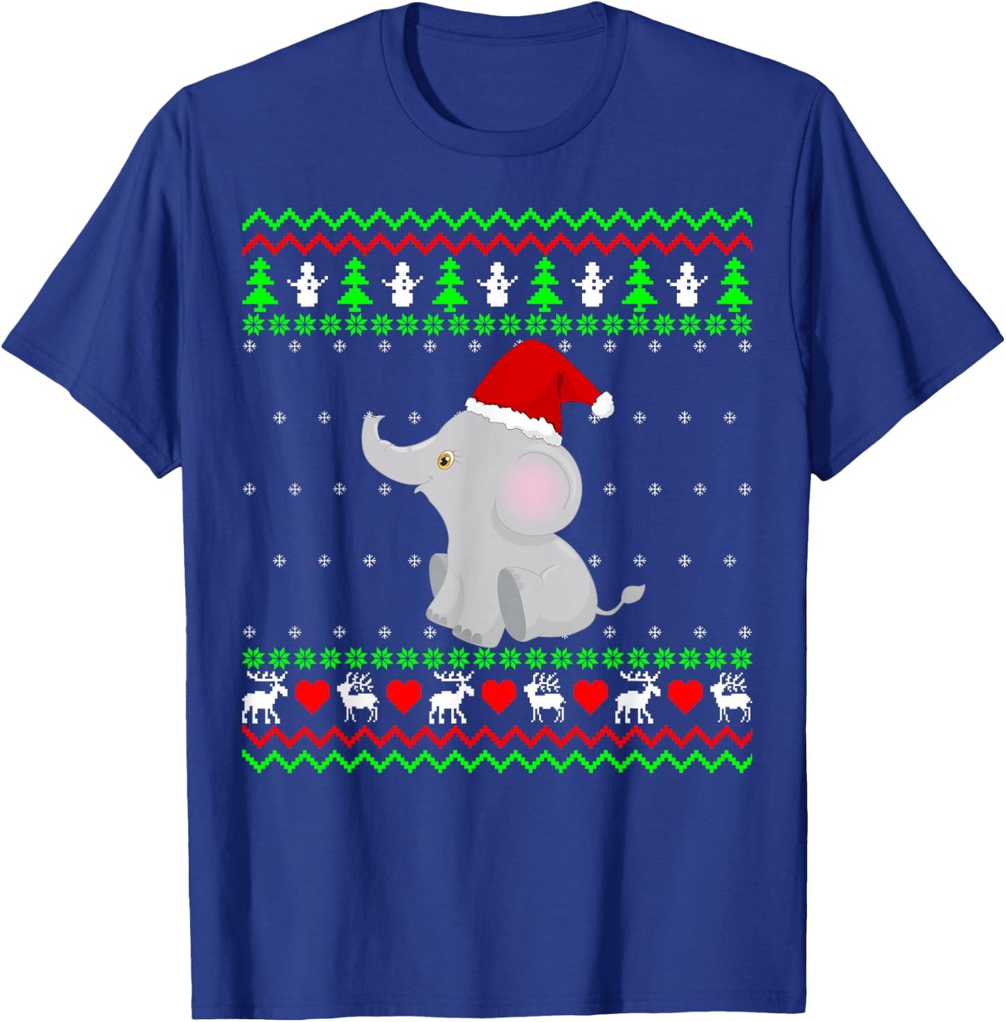 Elephant Ugly Christmas Sweater T-Shirt - T-Shirt | Royal