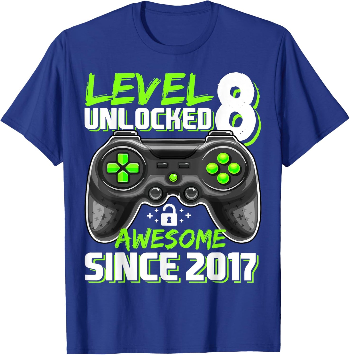 8th Birthday Boy Level 8 Gamer 8 Year Video Game Party T-Shirt - T-Shirt | Royal