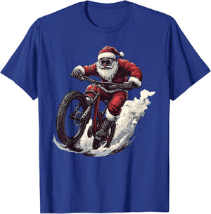 Funny BMX Lover Christmas Santa Biker Cyclist Xmas Pajama T-Shirt - T-Shirt | Royal