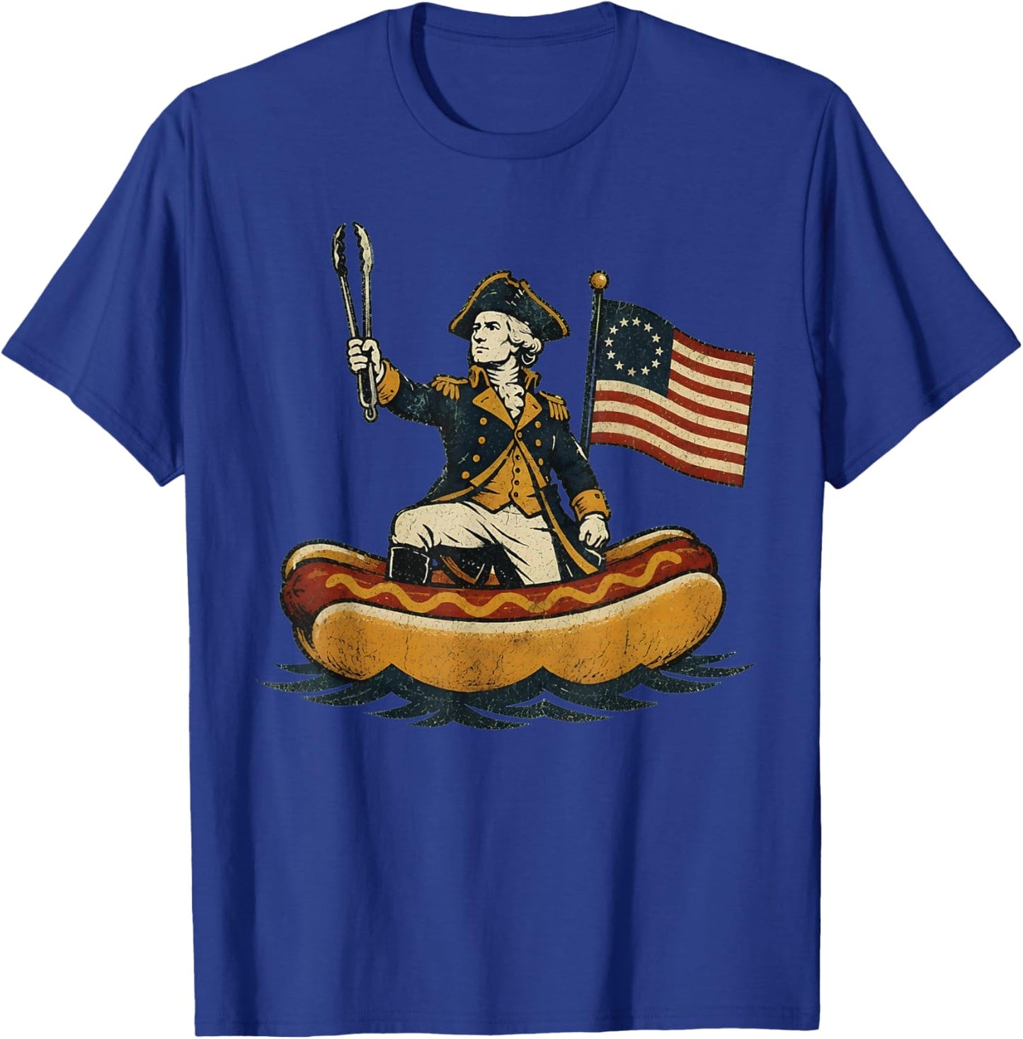Delaware Dog Funny George Washington Hotdog Patriotic T-Shirt - T-Shirt | Royal