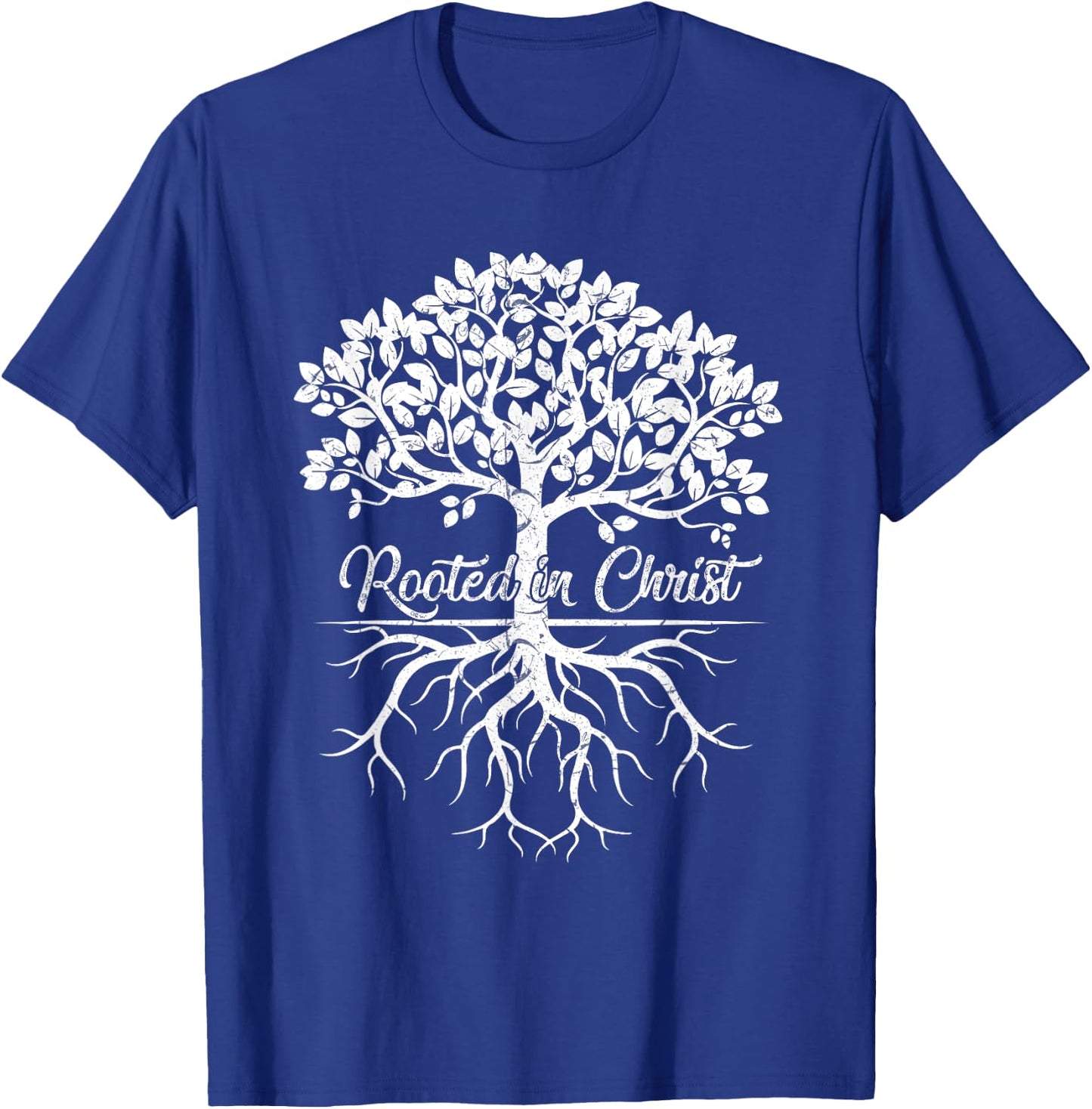Cool Rooted in Christ Shirt Christian Faith Gift Bible Verse T-Shirt - T-Shirt | Royal