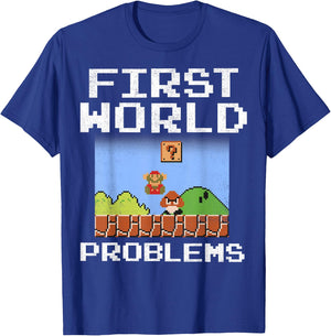 Super Mario Retro 8 Bit First World Problems Graphic T-Shirt - T-Shirt | Royal
