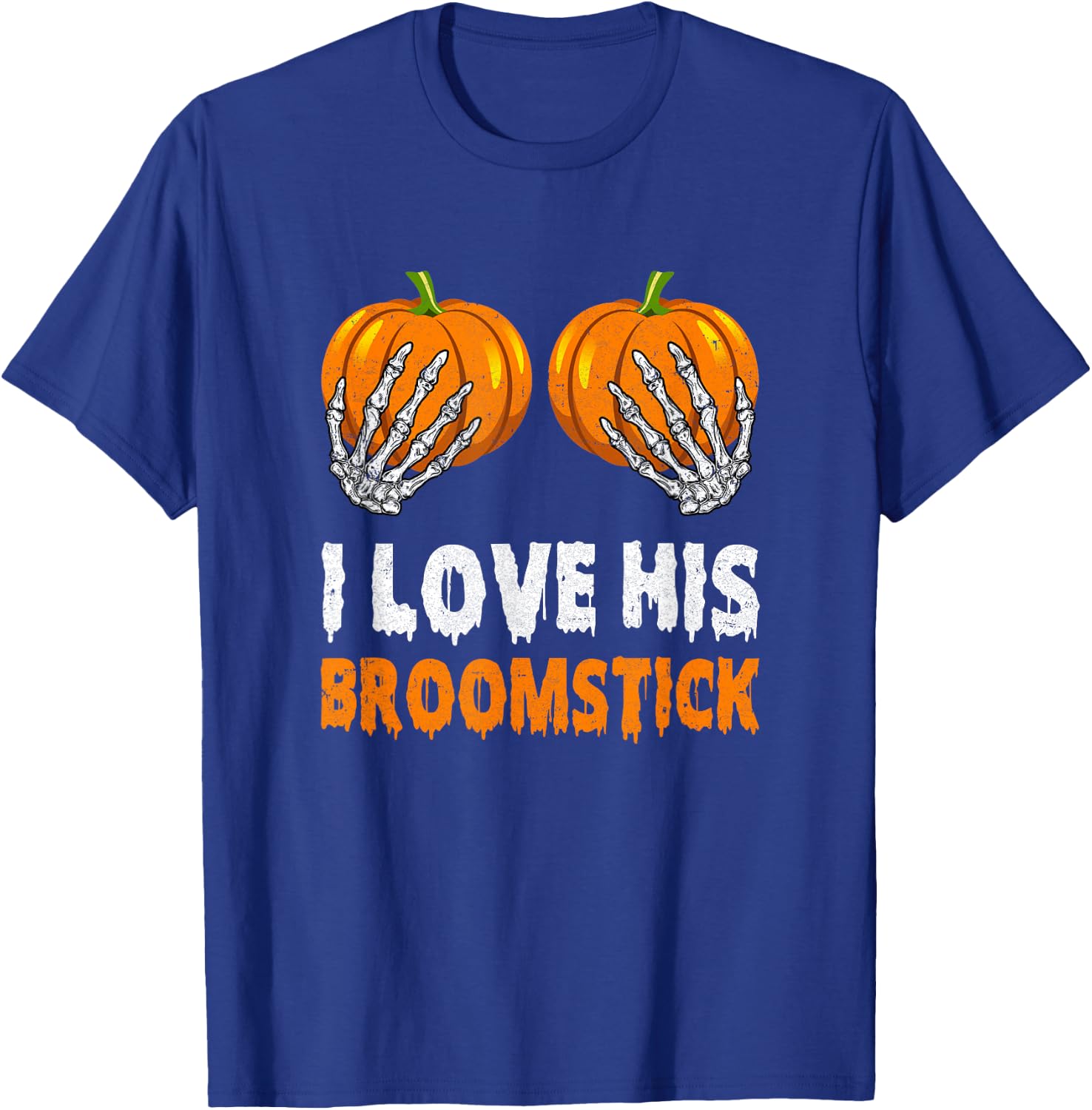 I Love His Broomstick I Love Her Pumpkins Halloween Couples T-Shirt - T-Shirt | Royal