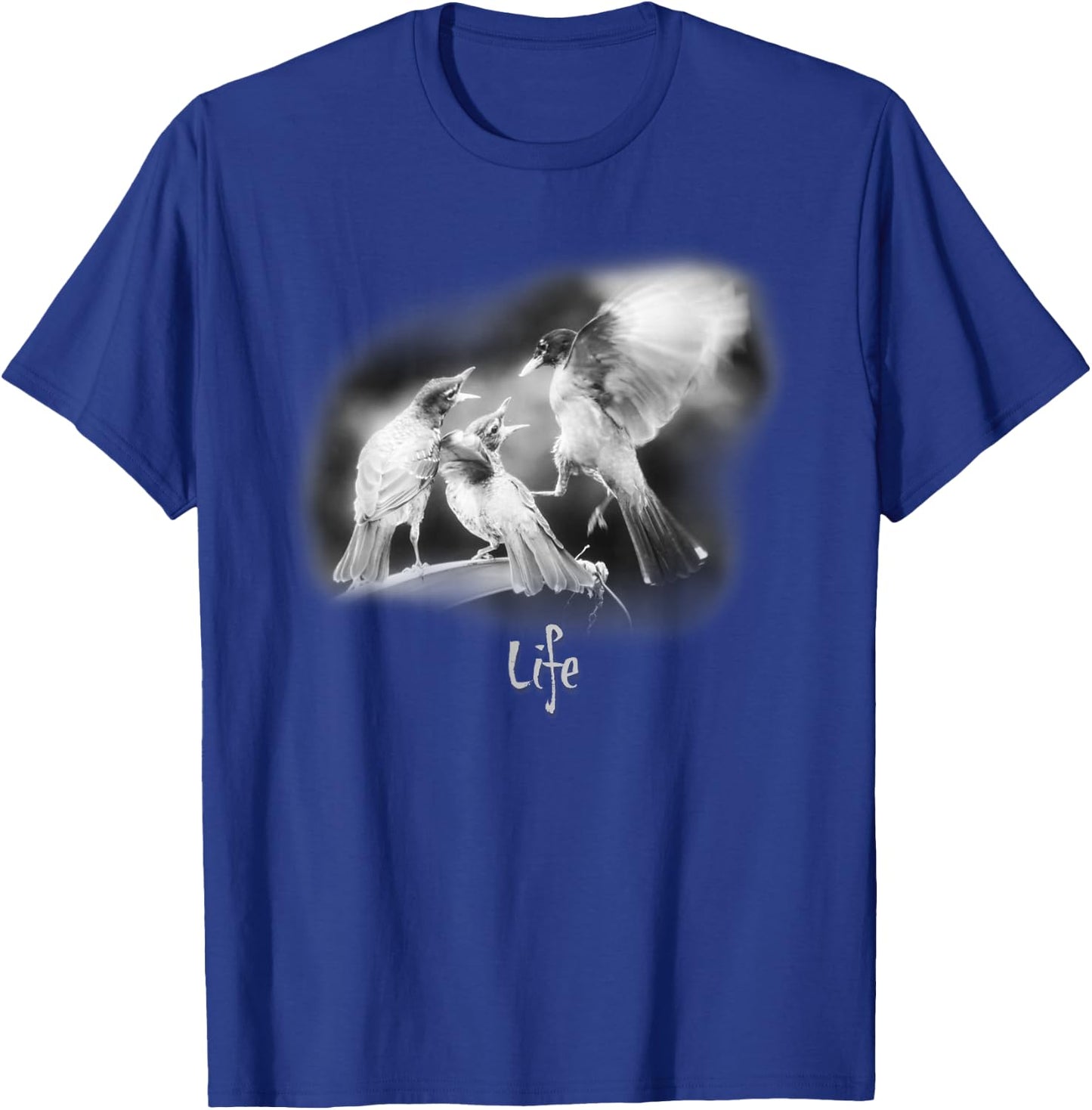 Life – Black & White Bird Nature Robin T-Shirt - T-Shirt | Royal