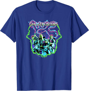 Ghostbusters Retro Proton Packs Cast Photo Movie T-Shirt - T-Shirt | Royal