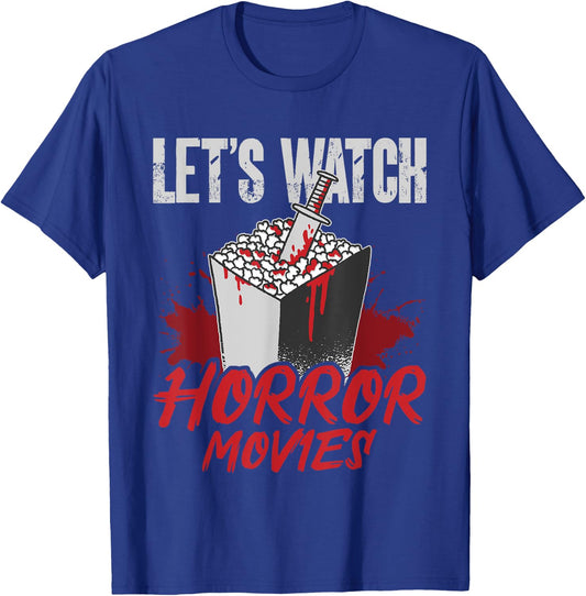 Halloween Popcorn Let’s Watch Horror Movies T-Shirt - T-Shirt | Royal