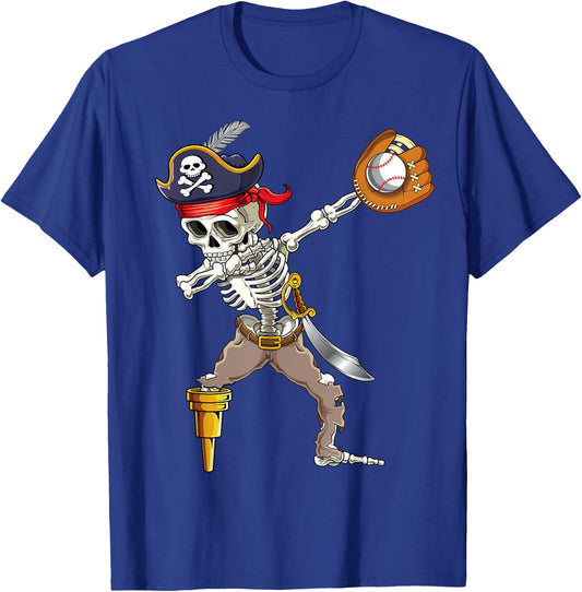 Dab Skeleton Dabbing Skeleton Pirate Baseball T-Shirt - T-Shirt | Royal
