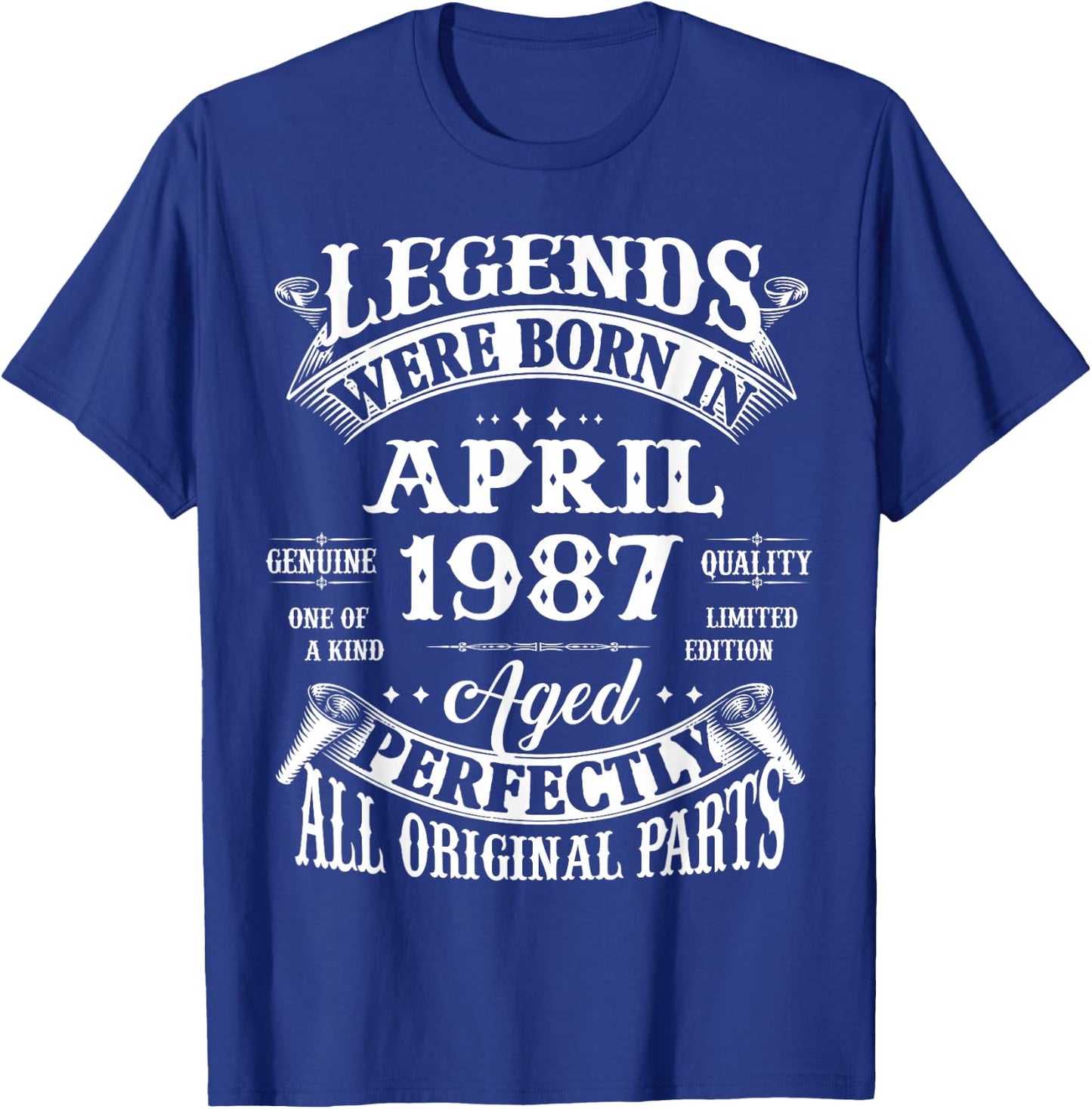 39th Birthday Legends Born In April 1987 39 Years Old T-Shirt - T-Shirt | Royal