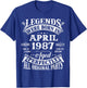 39th Birthday Legends Born In April 1987 39 Years Old T-Shirt - T-Shirt | Royal