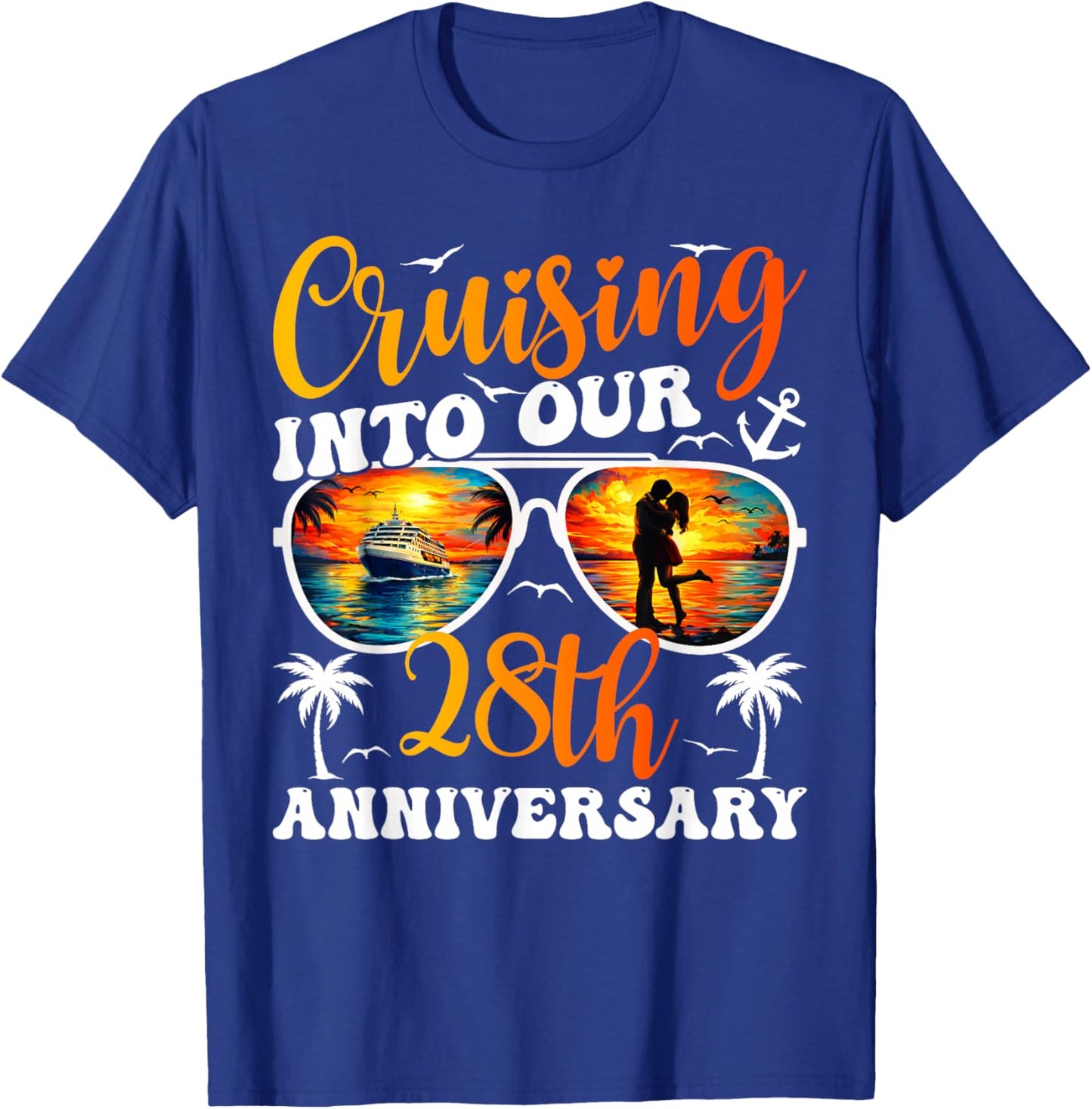 Cruising Into Our 28th Anniversary Cruise 28 Years Married T-Shirt - T-Shirt | Royal