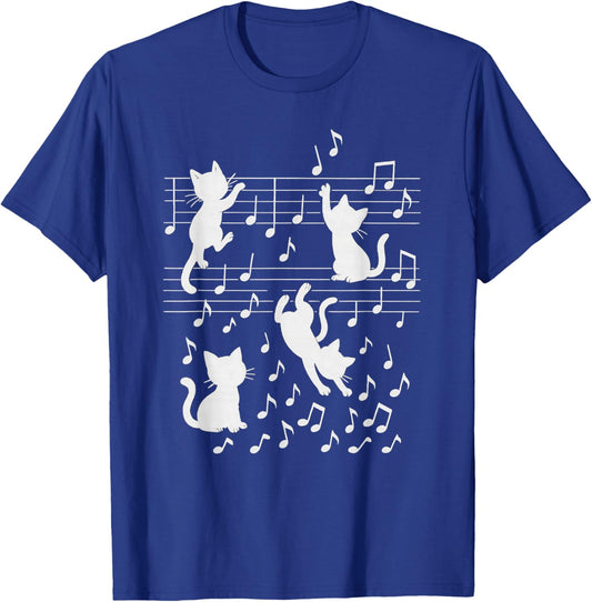 Cute Cat Clef Art Musical Note Music T-Shirt - T-Shirt | Royal