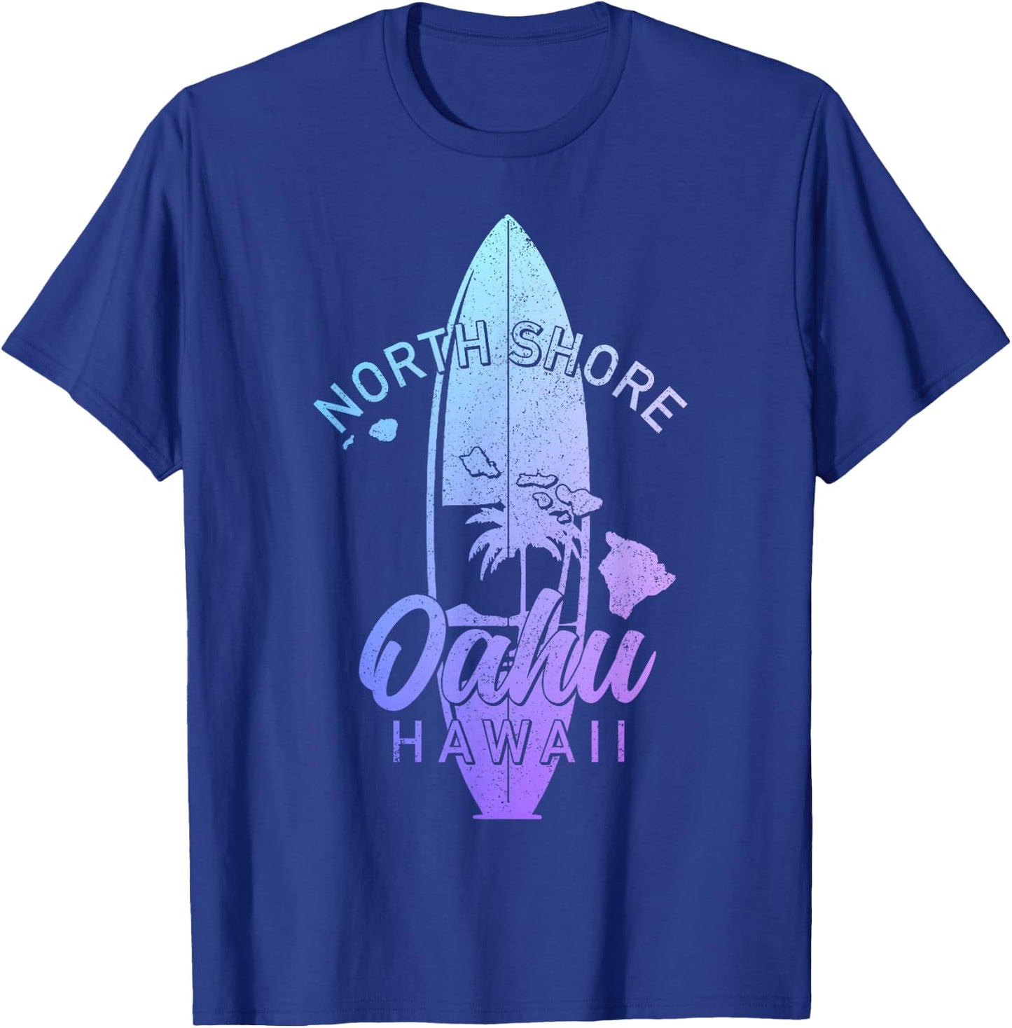 North Shore Oahu Hawaii Surf Board Surfing Surfer Hawaiian T-Shirt - T-Shirt | Royal