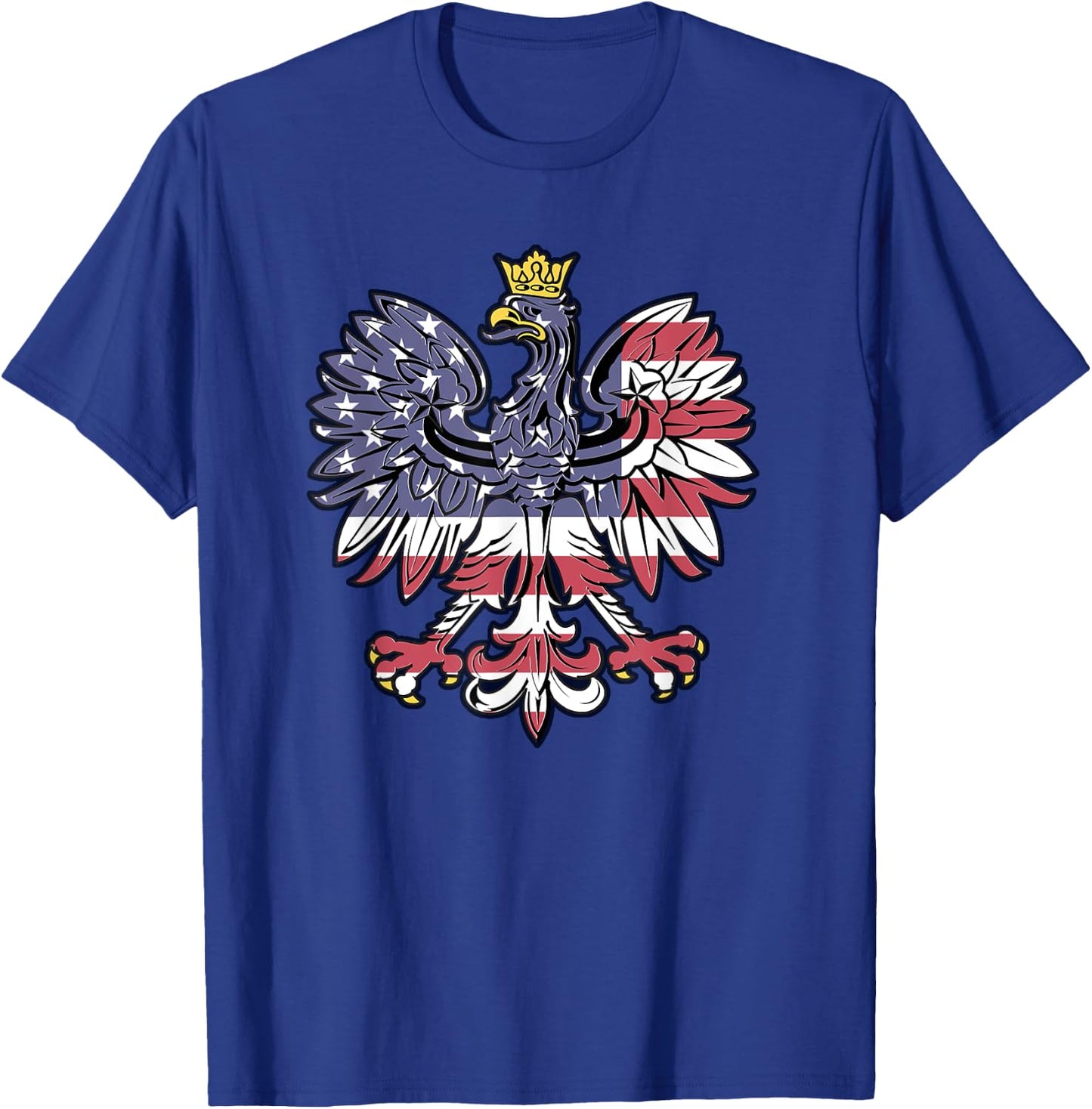 Polish Eagle American Flag Pride Falcon Gift T Shirt T-Shirt - T-Shirt | Royal