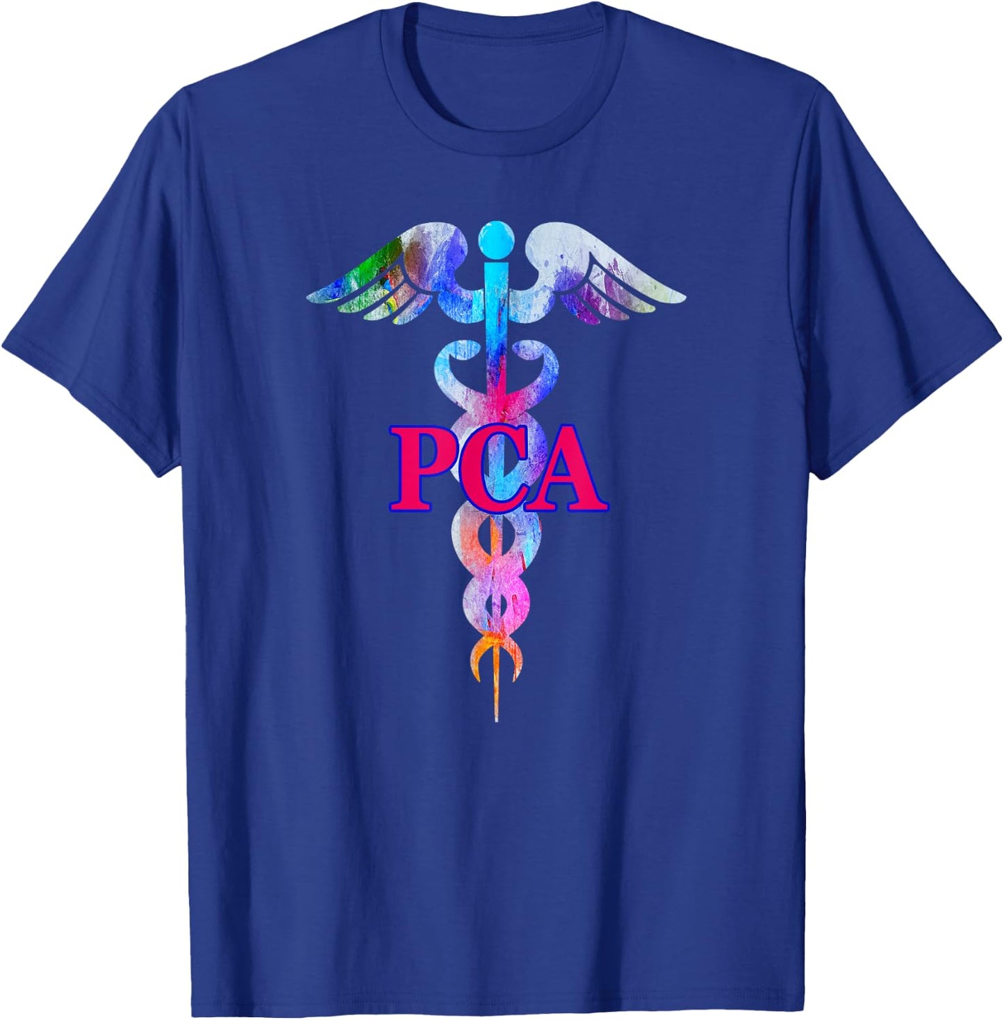 Patient Care Assistant PCA Caduceus Watercolor Art Graphic T-Shirt - T-Shirt | Royal
