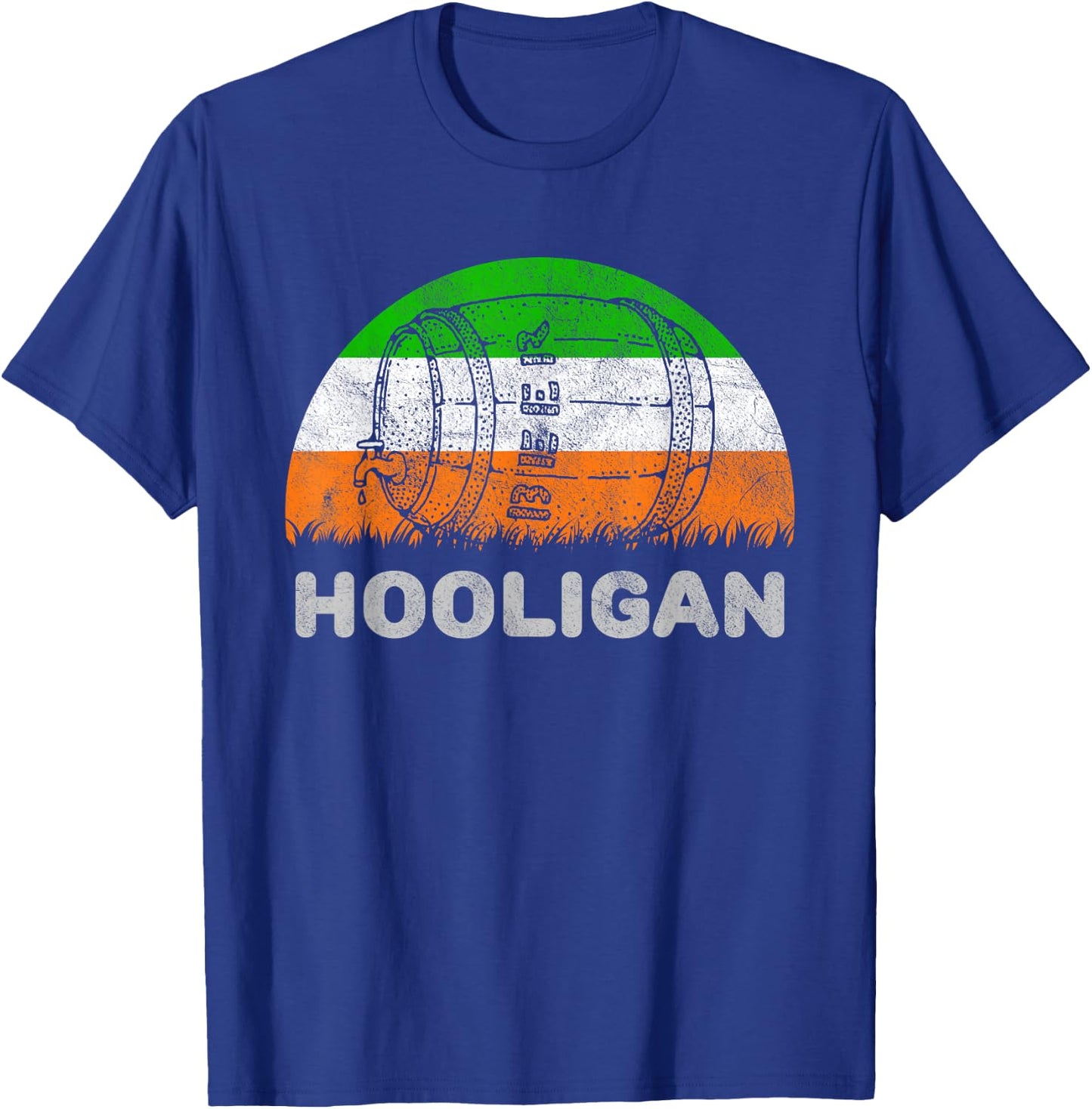 Funny St Patricks Day Hooligan With Ireland Flag T-Shirt - T-Shirt | Royal