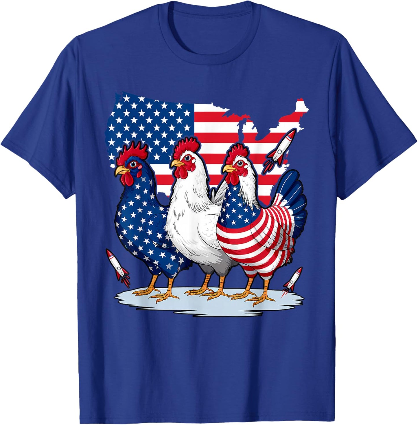 Chicken Red White Blue Patriotic Rooster 4th of July Men Boy T-Shirt - T-Shirt | Royal