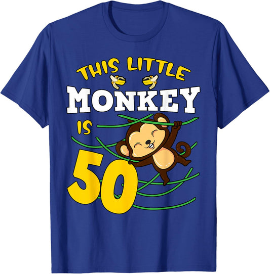 Monkey 50th Birthday Party Zoo Animal Jungle Theme Zookeeper T-Shirt - T-Shirt | Royal