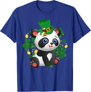 St Patricks Day Panda T Shirt Cute Bear Lover Gift T-Shirt - T-Shirt | Royal