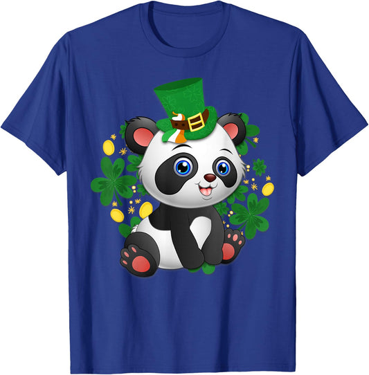 St Patricks Day Panda T Shirt Cute Bear Lover Gift T-Shirt - T-Shirt | Royal
