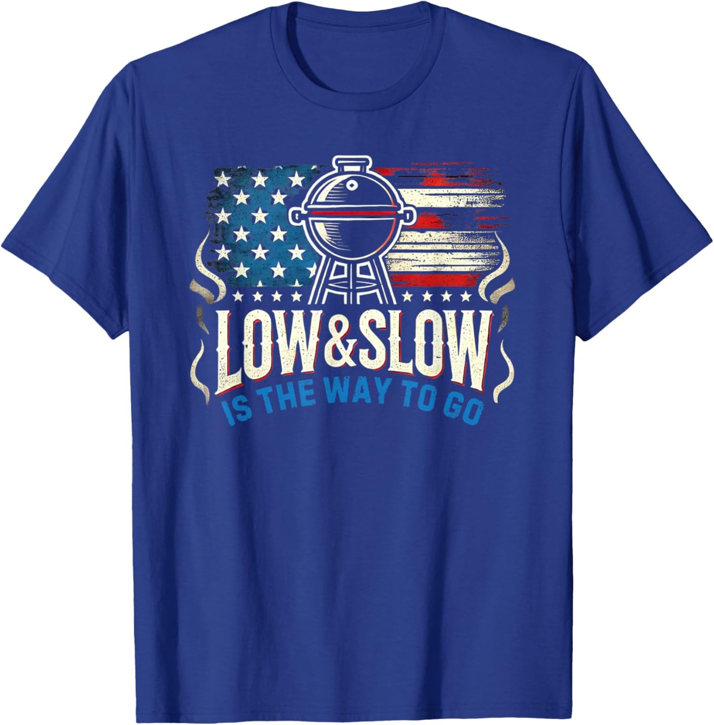 Patriotic BBQ Smoker Meat Smoking USA Grilling Barbecue T-Shirt - T-Shirt | Royal