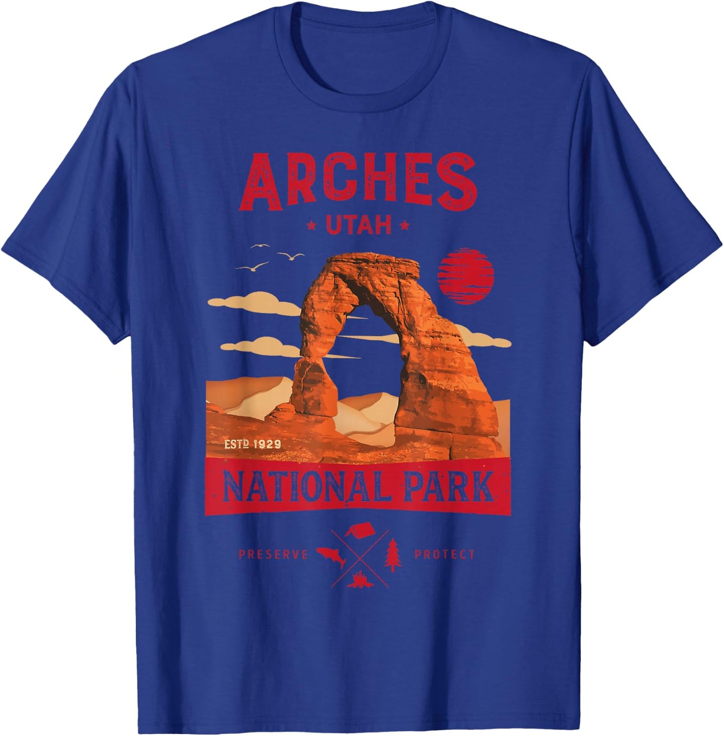 Arches National Park Delicate Arch Vintage Utah Retro Hiking T-Shirt - T-Shirt | Royal