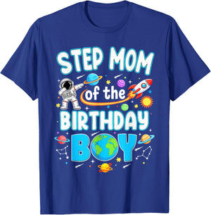 Step Mom of The Birthday Boy Astronaut Family Space Planets T-Shirt - T-Shirt | Royal