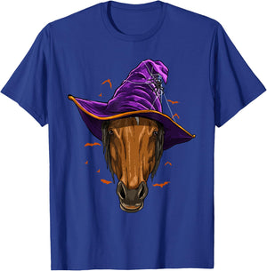 Horse Witch Hat Funny Halloween Horse Lover Whisperer T-Shirt - T-Shirt | Royal