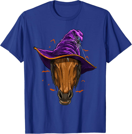 Horse Witch Hat Funny Halloween Horse Lover Whisperer T-Shirt - T-Shirt | Royal