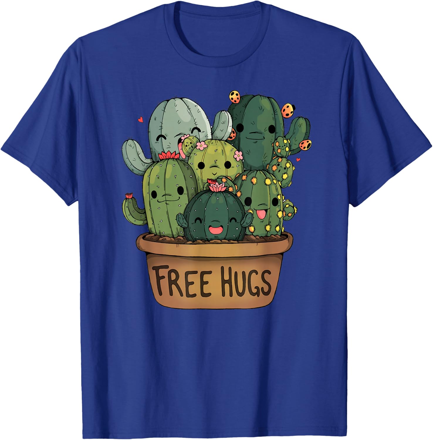 Free Cactus Hugs | Cute Funny Cactus Present Friendly T-Shirt - T-Shirt | Royal