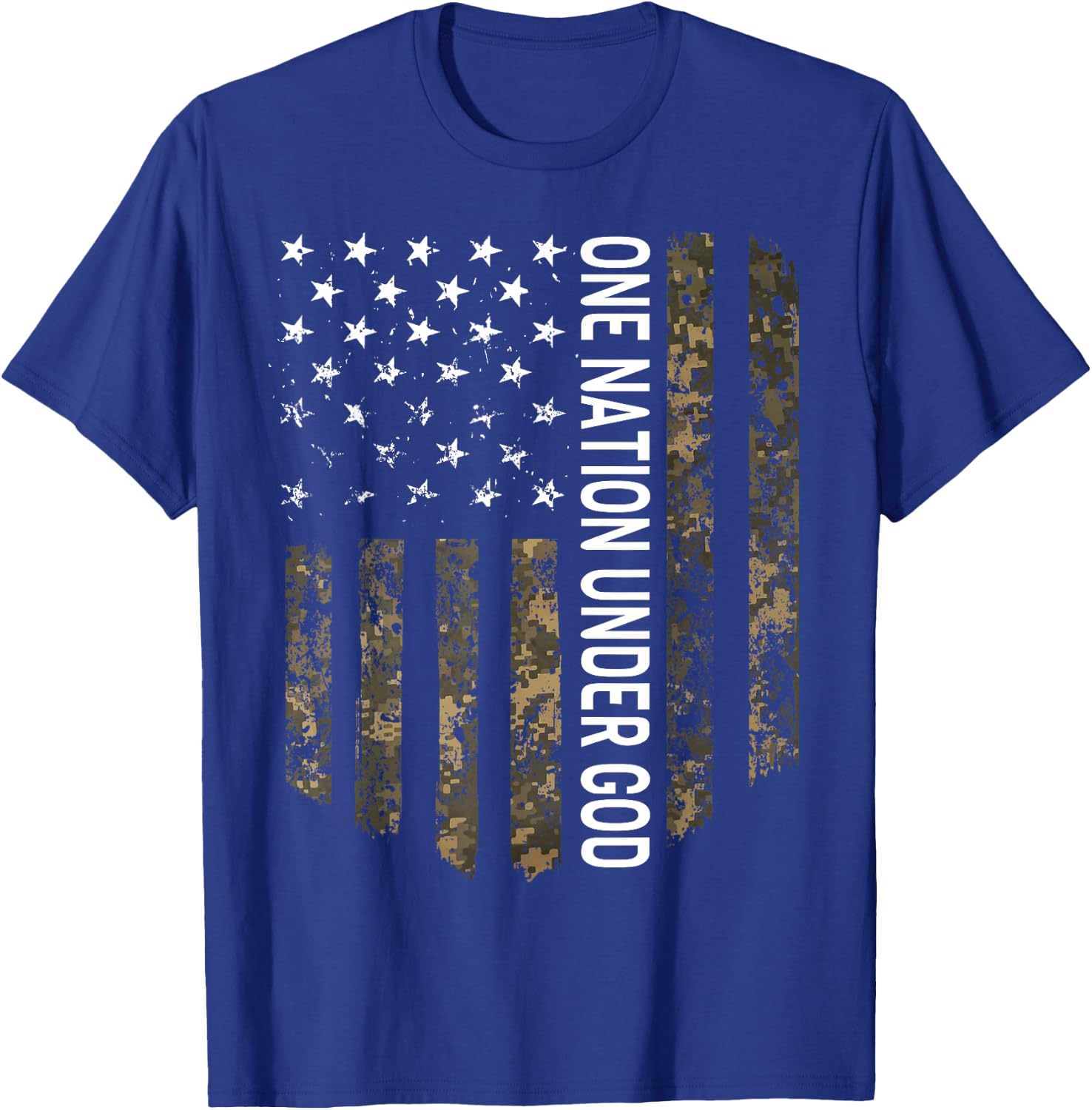 Patriotic American Flag Camo One Nation Under God USA Gift Women Men T-Shirt - T-Shirt | Royal