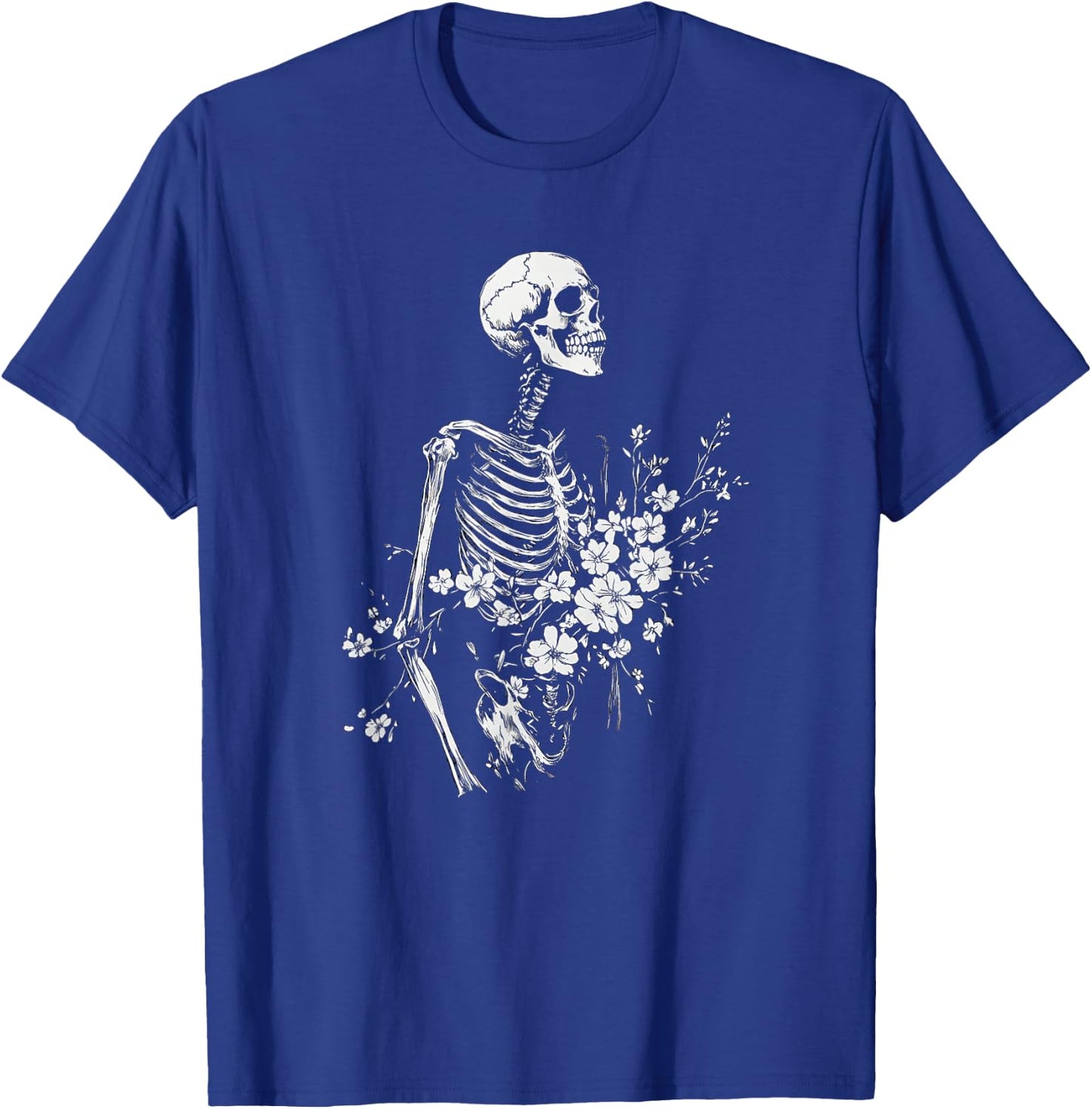 Floral Skeleton Gothic Occult Witchy Dark Creepy Design T-Shirt - T-Shirt | Royal