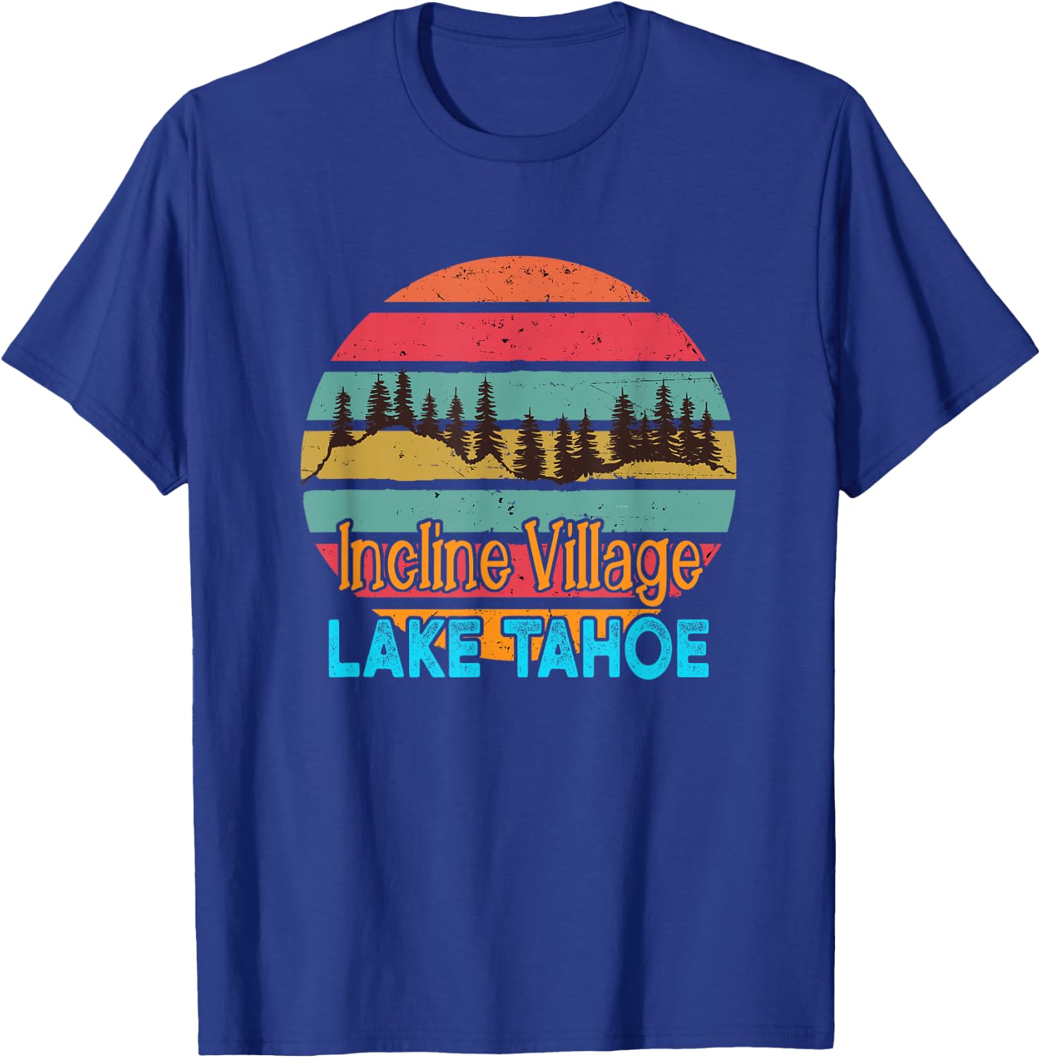 Lake Tahoe Incline Village Retro Sunset T-Shirt - T-Shirt | Royal
