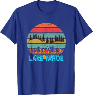Lake Tahoe Incline Village Retro Sunset T-Shirt - T-Shirt | Royal
