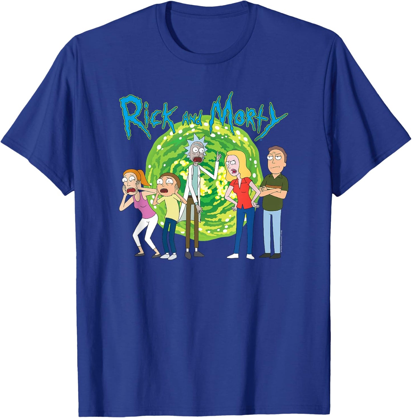 Rick & Morty Family Group Portal with Logo Small T-Shirt - T-Shirt | Royal