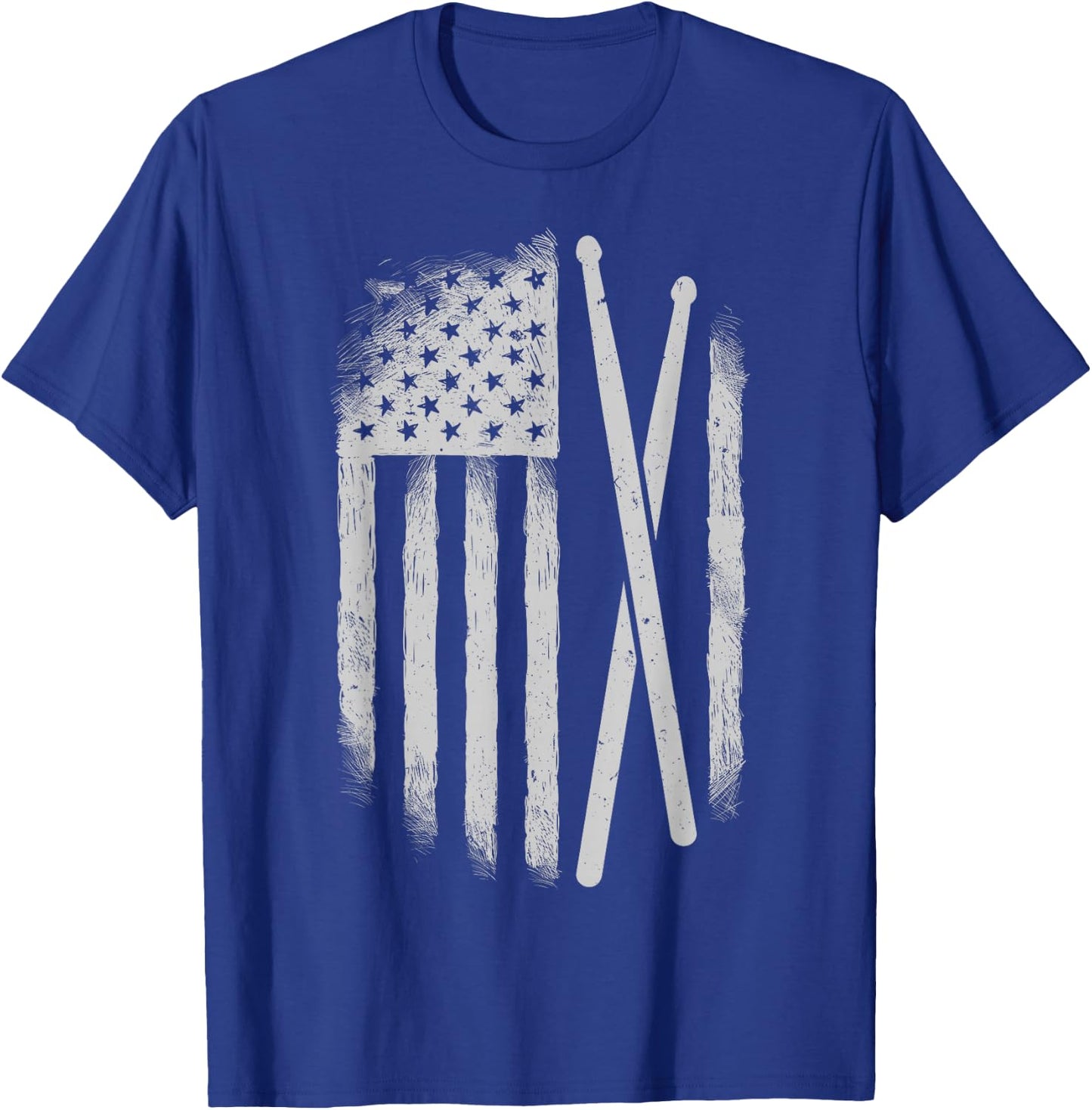 American Flag Drumsticks USA Drummers Vintage Drum Sticks T-Shirt - T-Shirt | Royal