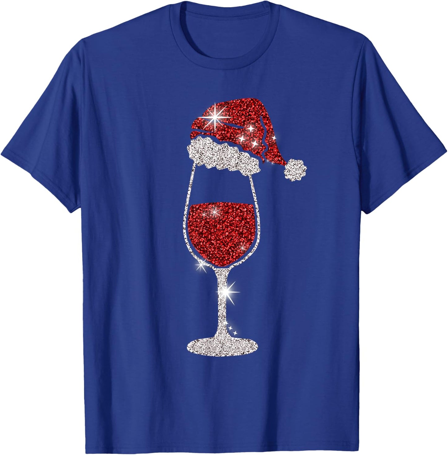 Glass Red Wine Santas Hat Xmas Clothes PJs Outfit Christmas T-Shirt - T-Shirt | Royal