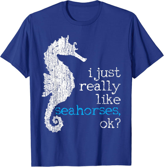 Seahorse Lover Fish Underwater Vintage Gift T-Shirt - T-Shirt | Royal