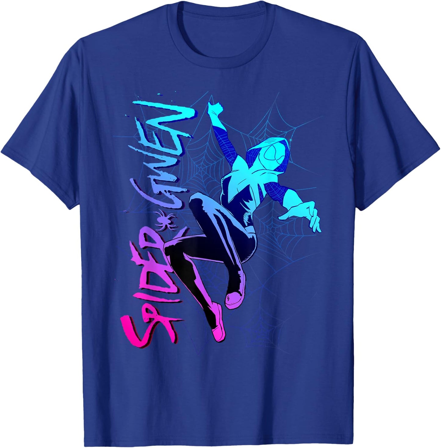 Marvel Spider-Gwen Neon Gradient Web Graphic T-Shirt - T-Shirt | Royal