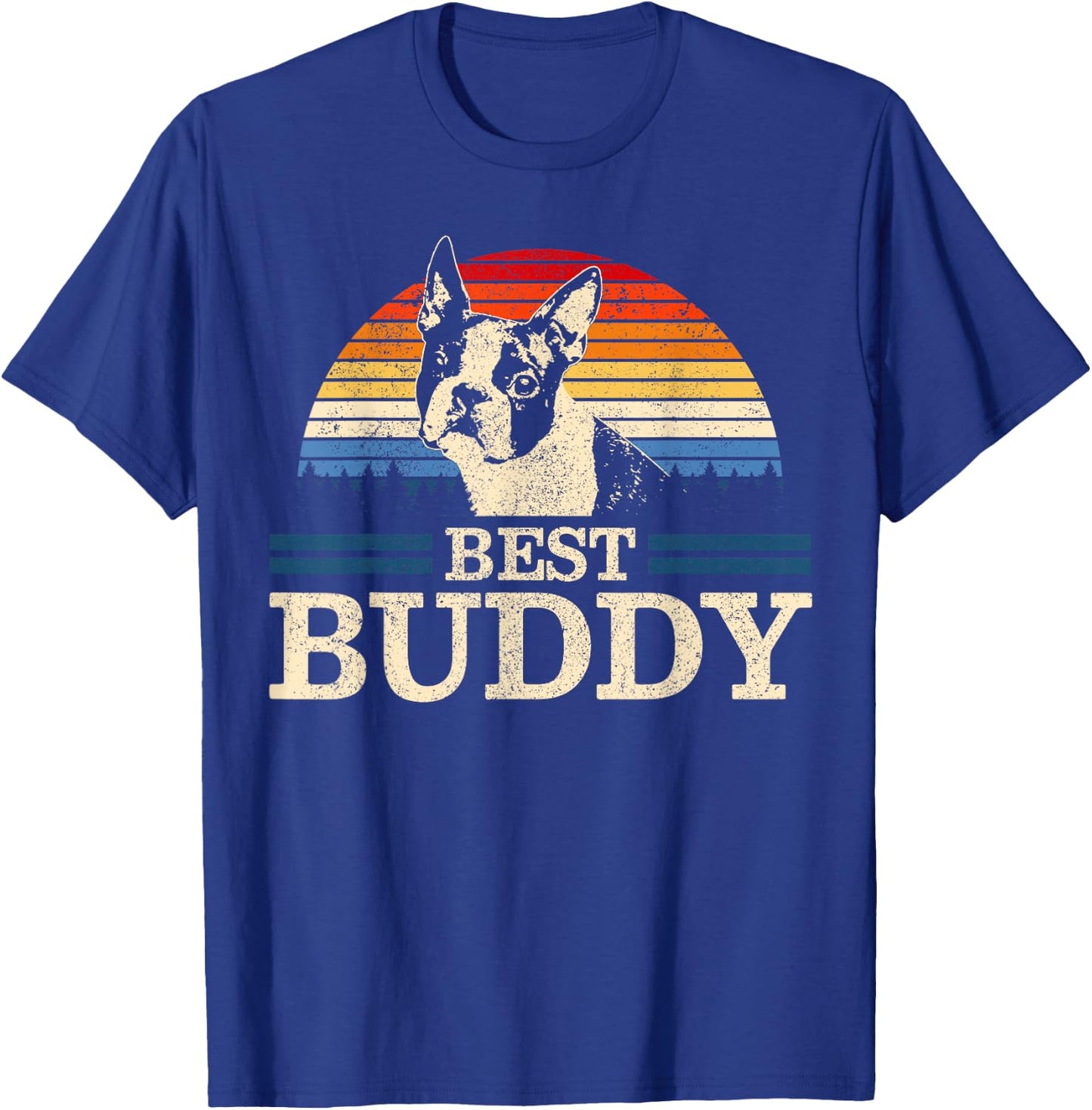 Boston Terrier Vintage Best Buddy Funny Dog Lover Gift T-Shirt - T-Shirt | Royal