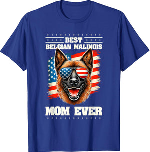 Belgian Malinois Mom American USA Flag Belgian Shepherd T-Shirt - T-Shirt | Royal