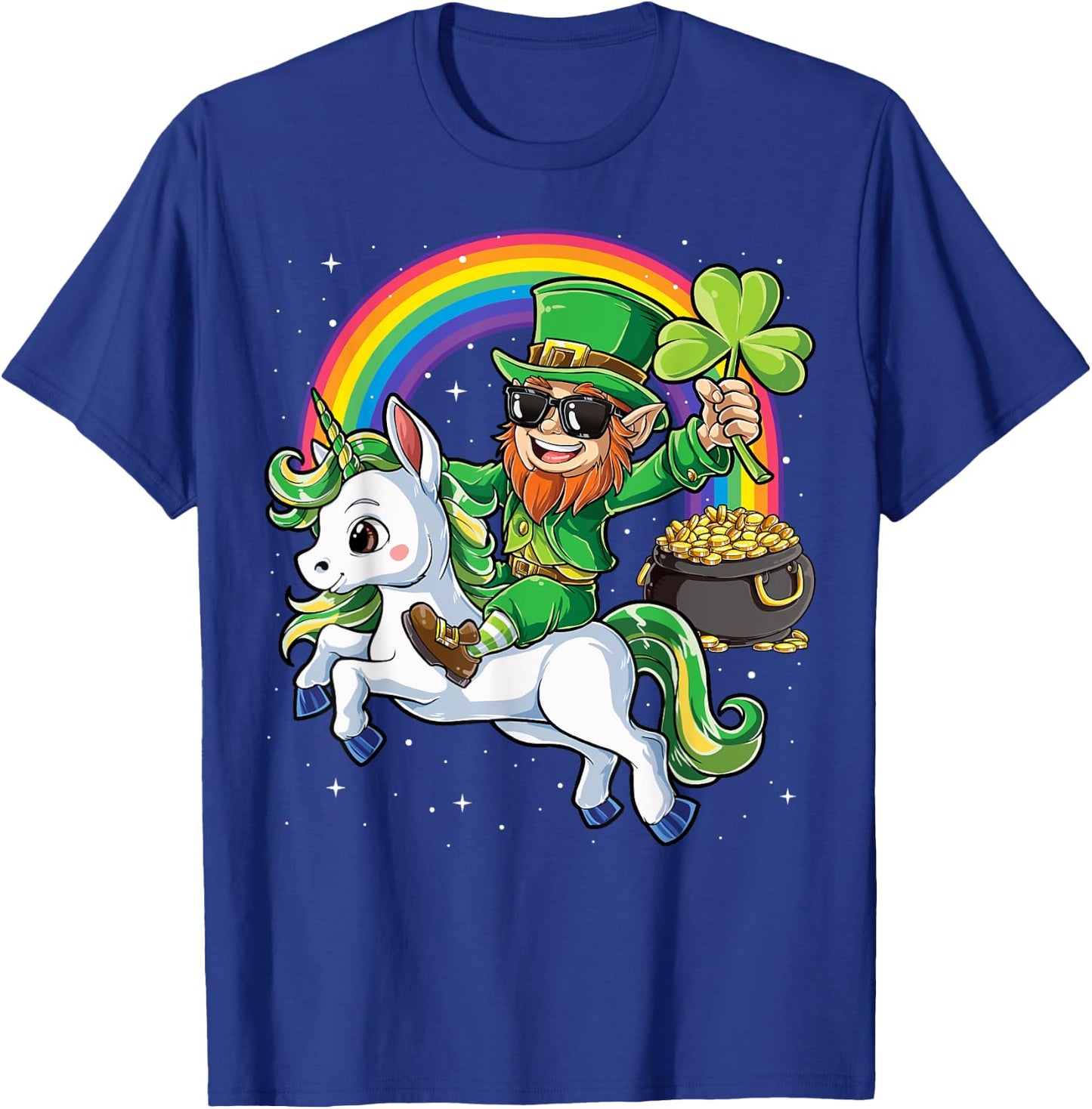 Unicorn St Patricks Day Girls Women Leprechaun Shamrock T-Shirt - T-Shirt | Royal