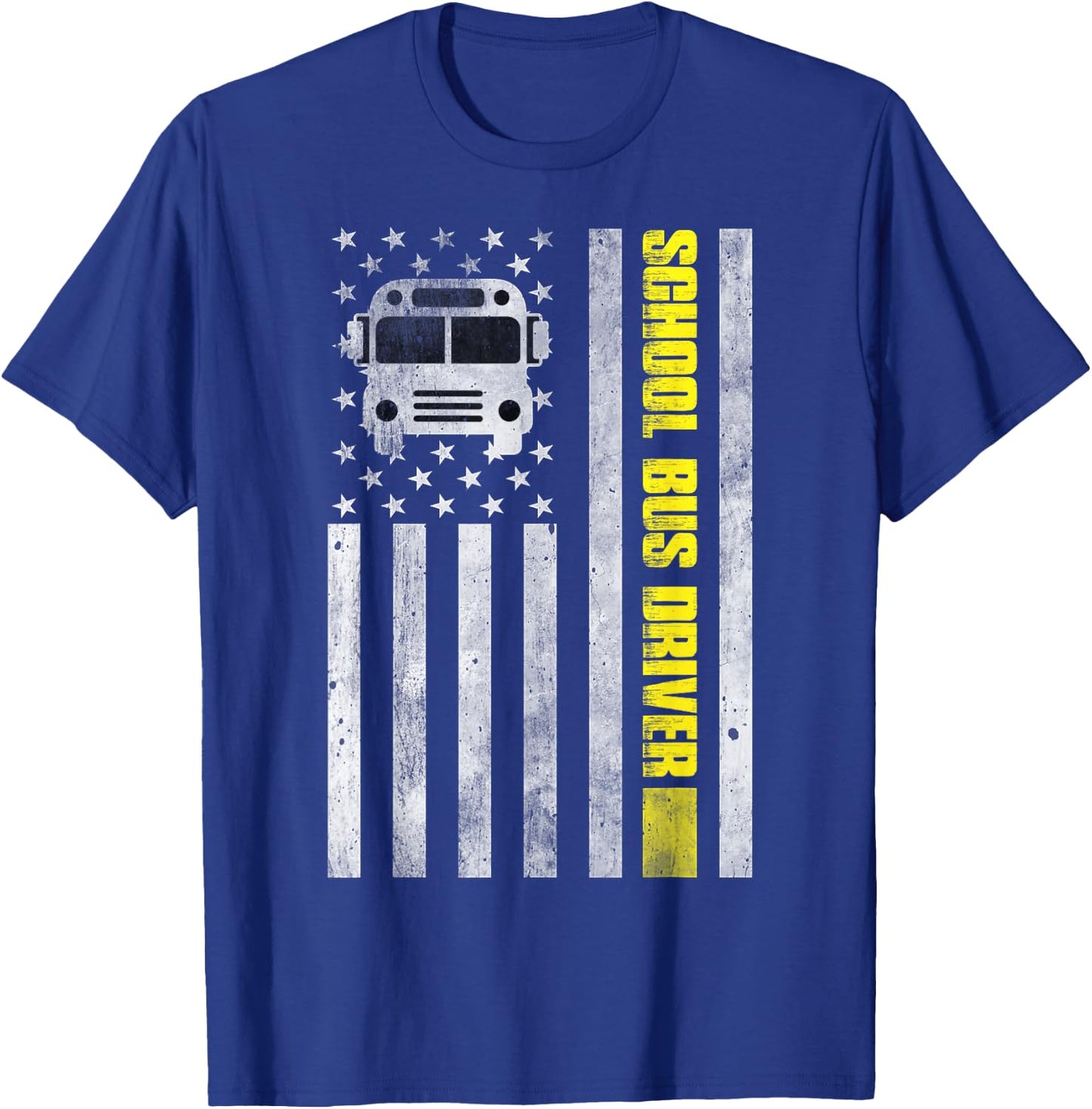School Bus Driver American Flag Design - School Bus Driver T-Shirt - T-Shirt | Royal