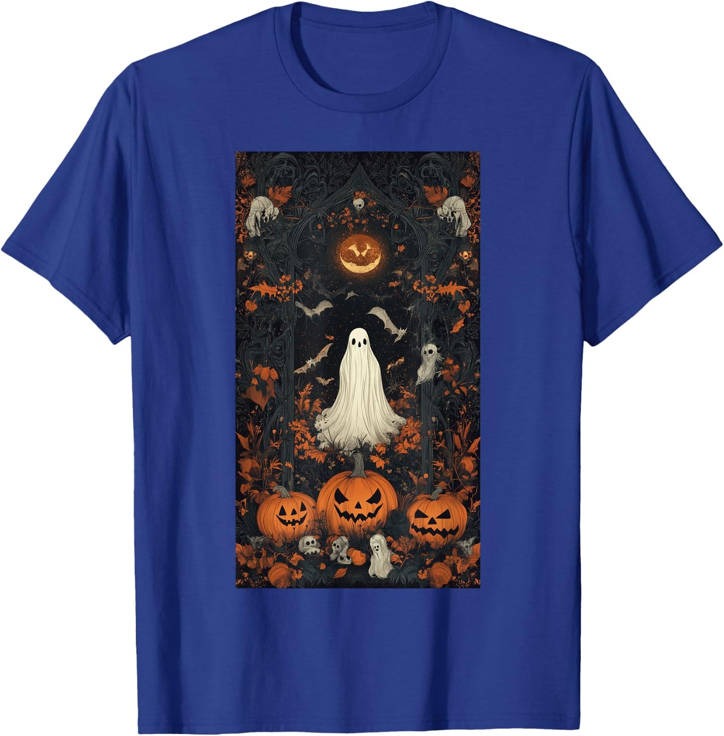 Halloween Ghost Spooky Bats Pumpkin Witch Night T-Shirt - T-Shirt | Royal