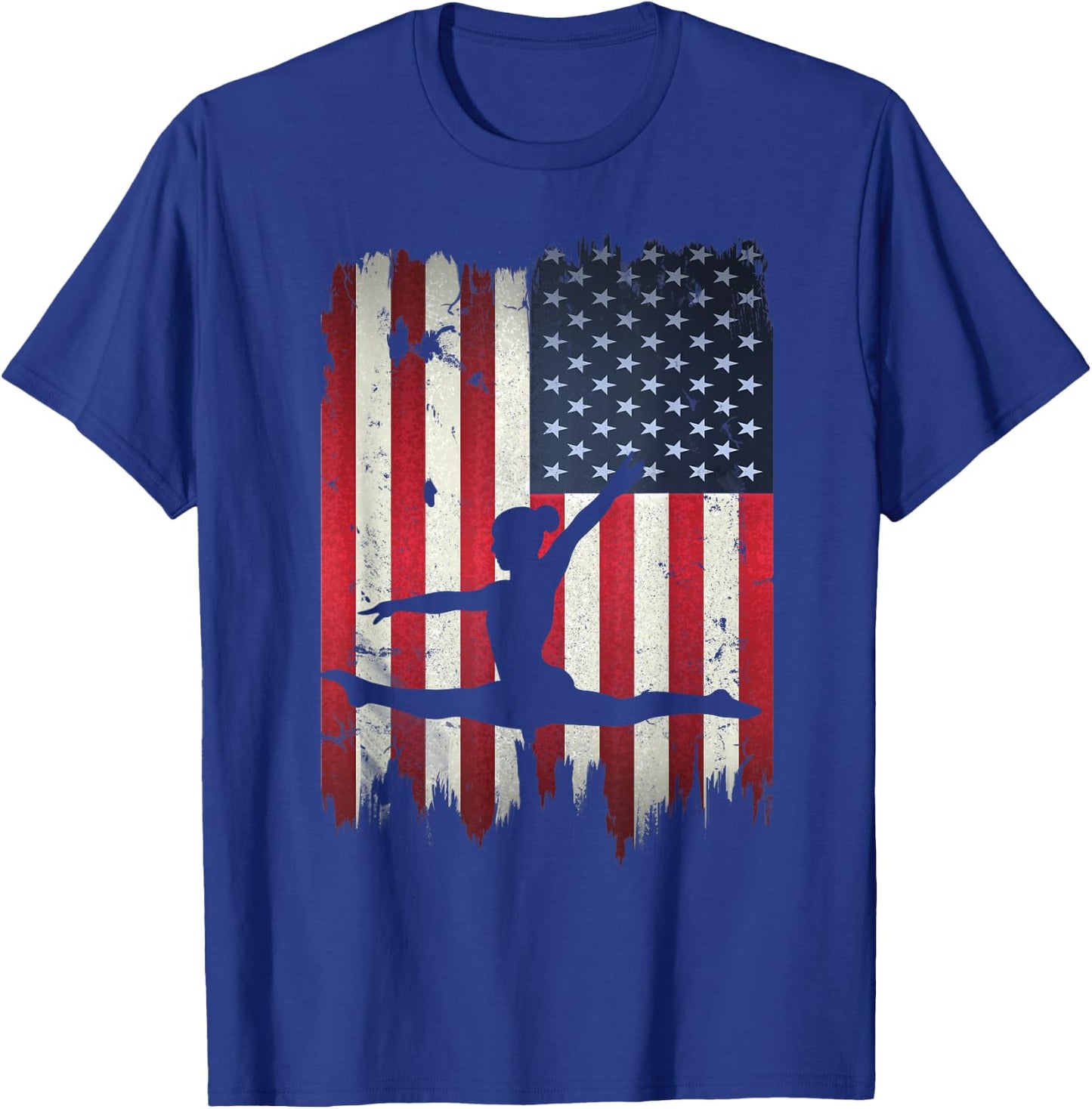 Gymnastics USA American Flag 4th of July Gymnast Patriotic T-Shirt - T-Shirt | Royal