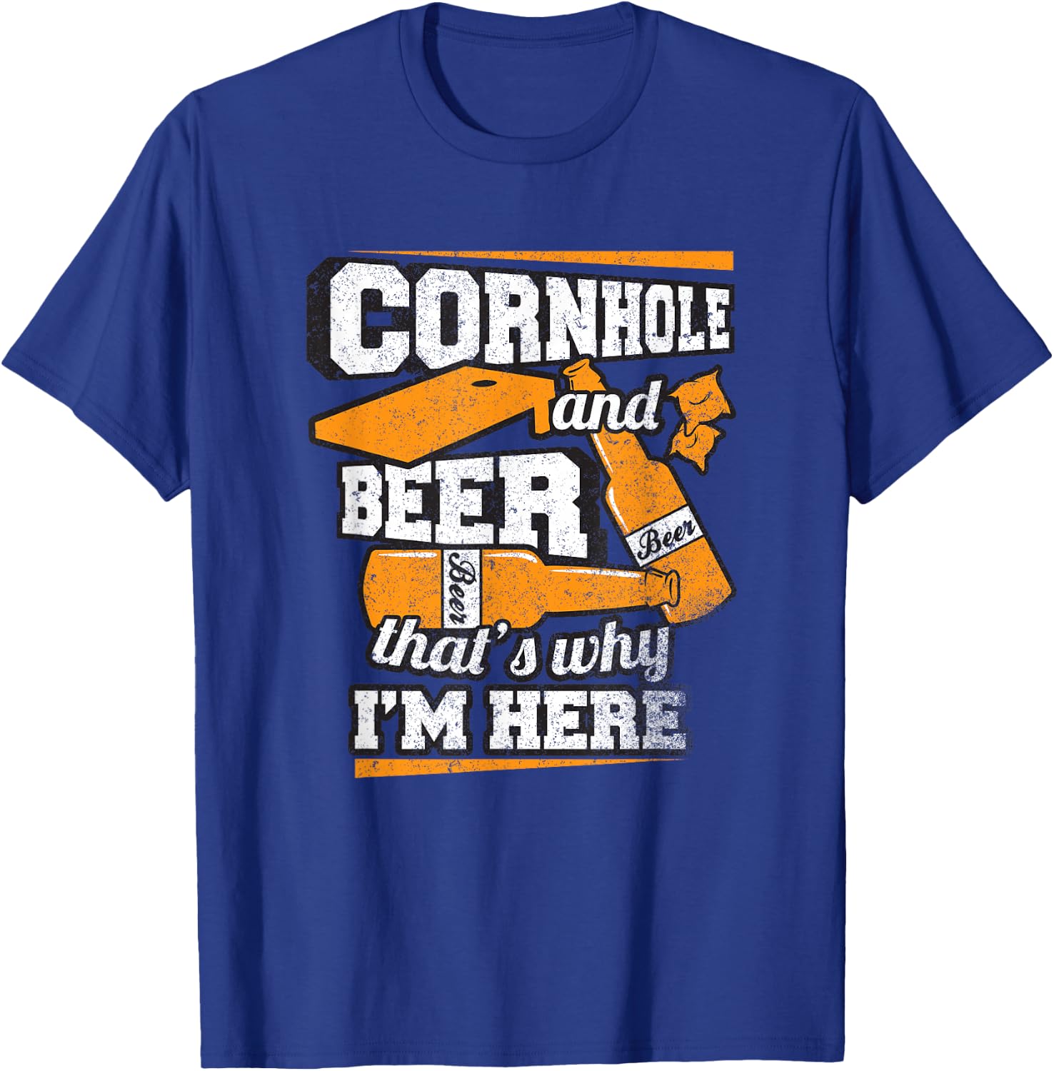 Cornhole and Beer That's Why I'm Here Funny Cornhole T-Shirt - T-Shirt | Royal