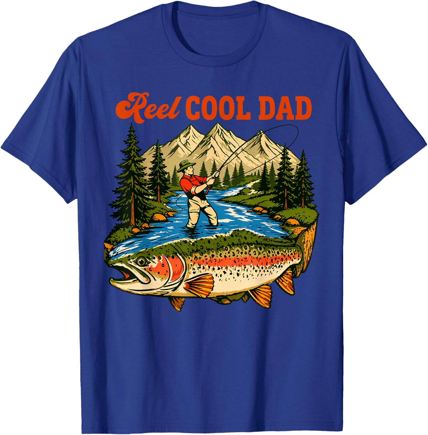 Reel Cool Dad, Fishing Dad Father Day T-Shirt - T-Shirt | Royal